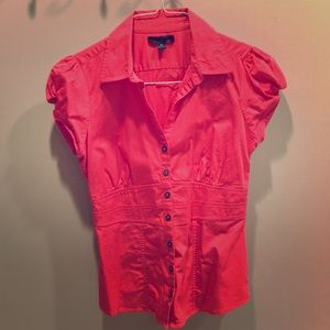 Coral Fitted Waist Top with Cap Sleeves size 6P